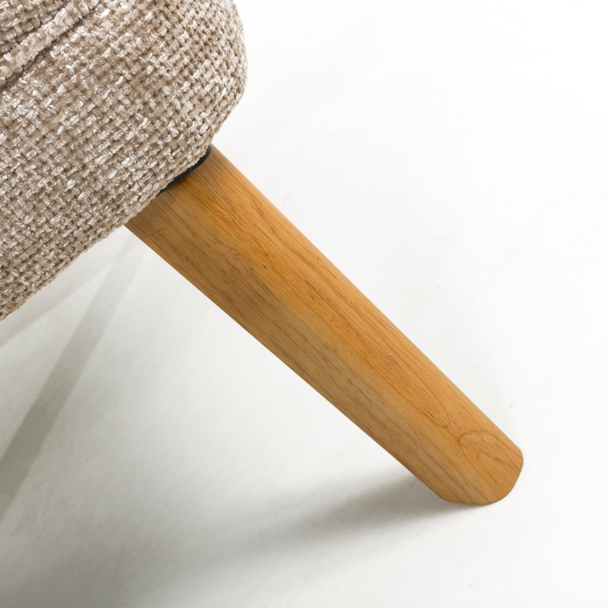 Fabric Armchair In Flax Effect With Natural Rubberwood Legs - Mallory