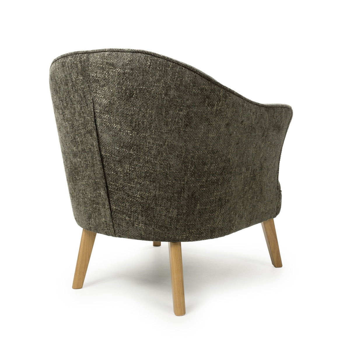 Fabric Armchair In Flax Effect With Natural Rubberwood Legs - Mallory