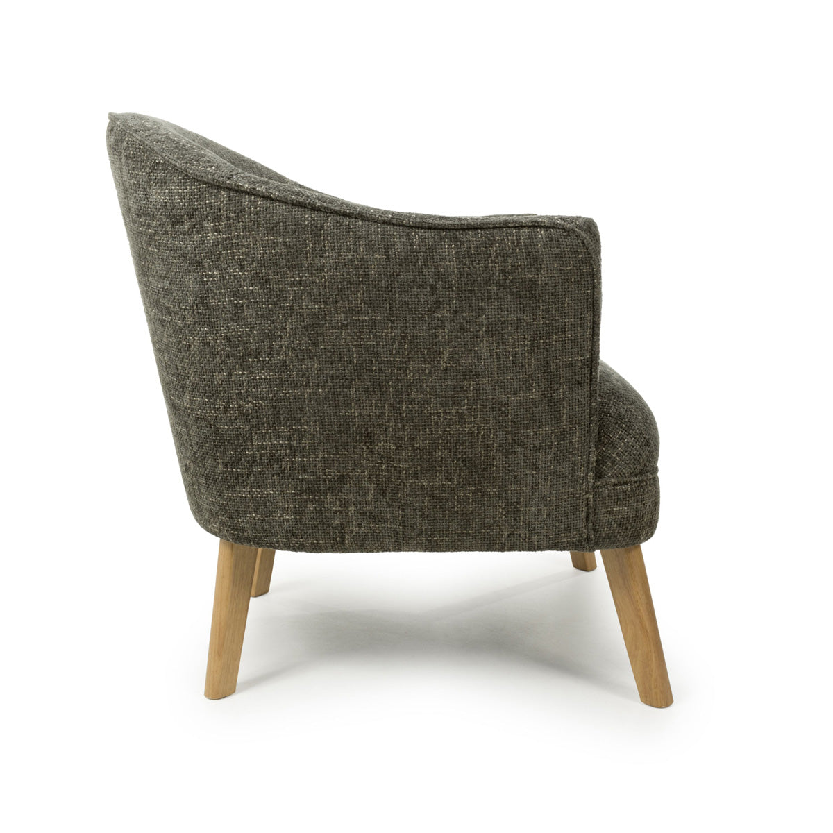 Fabric Armchair In Flax Effect With Natural Rubberwood Legs - Mallory