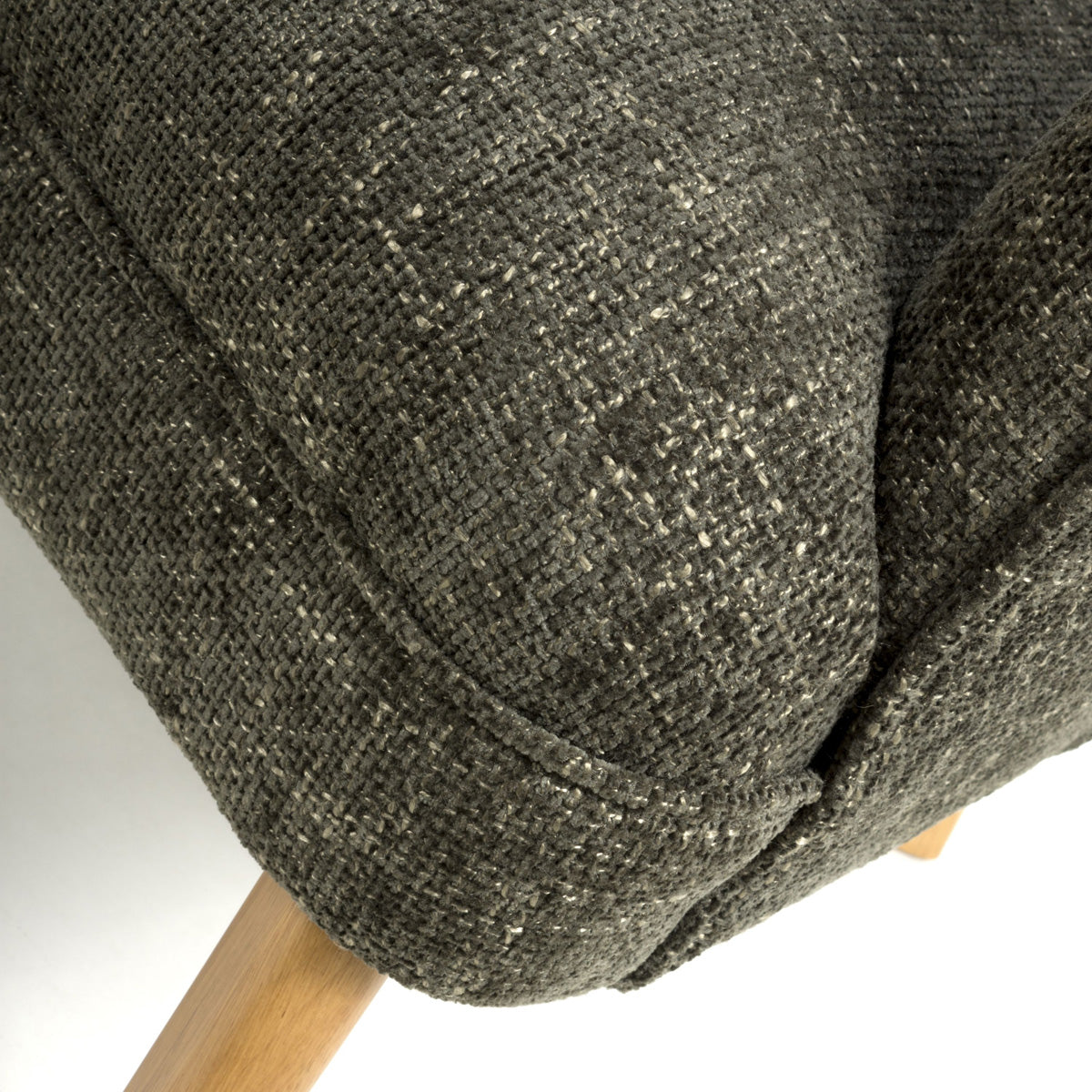 Fabric Armchair In Flax Effect With Natural Rubberwood Legs - Mallory