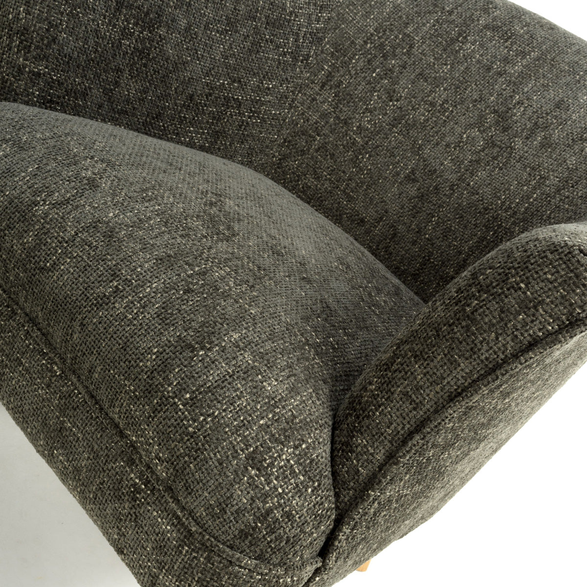 Fabric Armchair In Flax Effect With Natural Rubberwood Legs - Mallory
