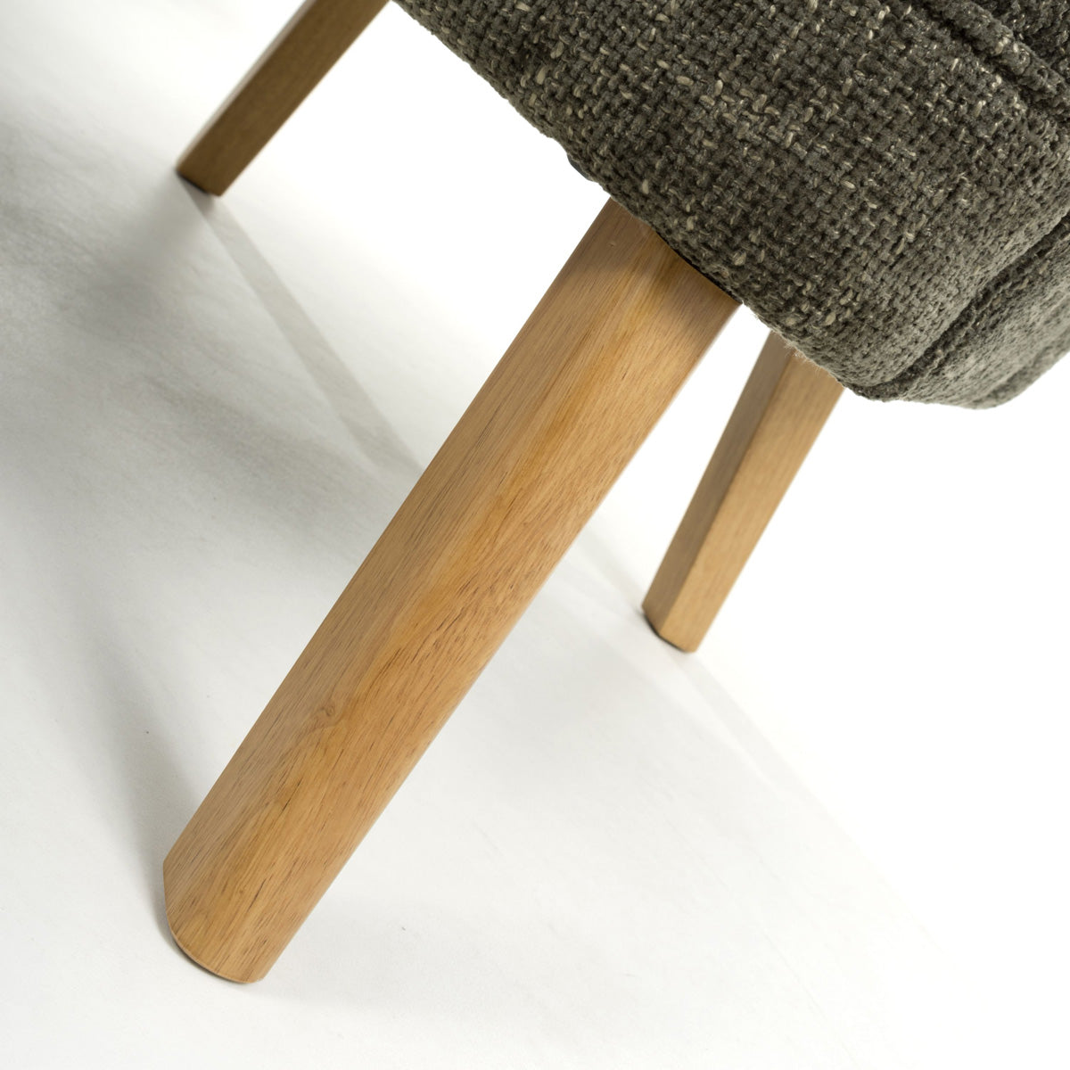 Fabric Armchair In Flax Effect With Natural Rubberwood Legs - Mallory