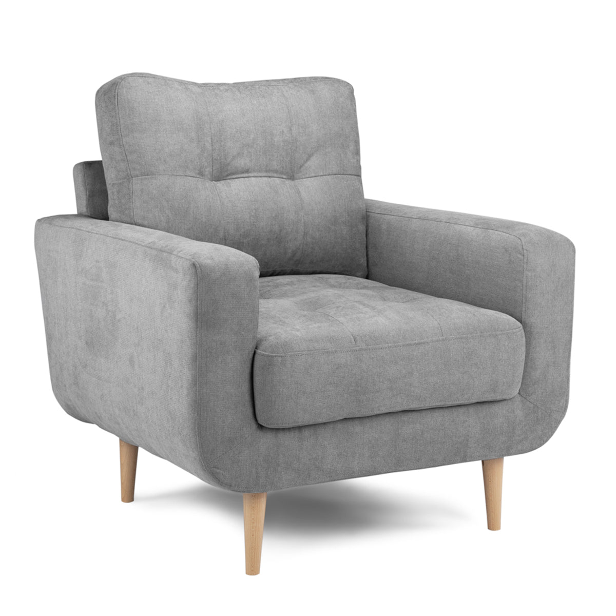 Fabric Armchair With Solid Wood Legs - Aurora