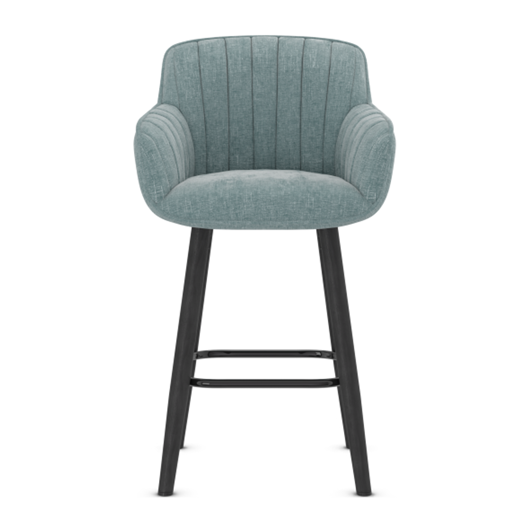 Fabric Bar Stool With Black Wooden Legs - Pinley