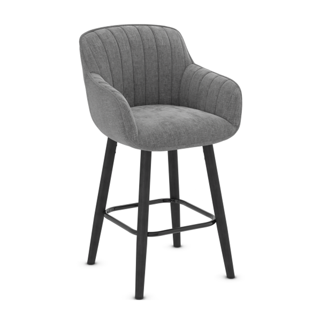 Fabric Bar Stool With Black Wooden Legs - Pinley