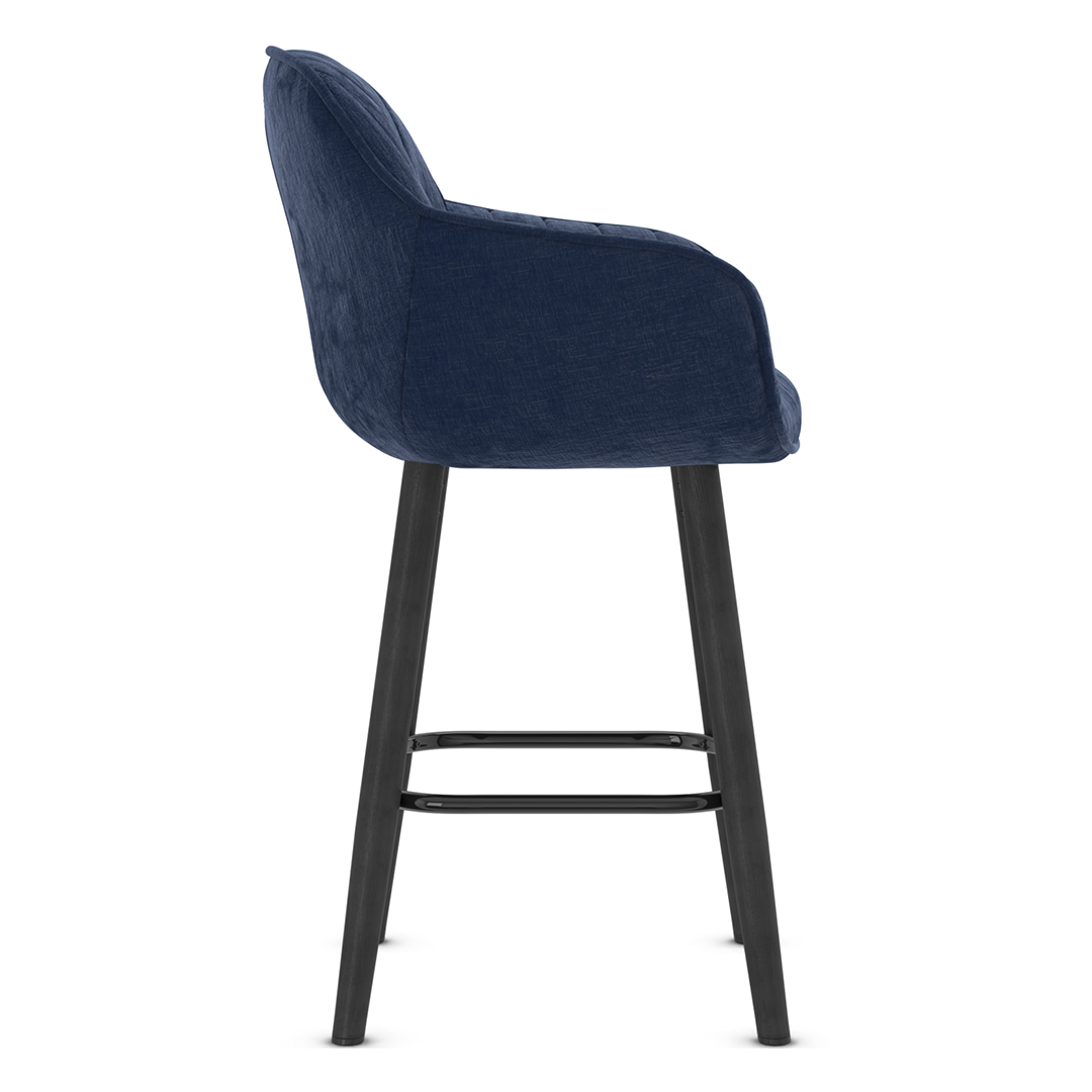 Fabric Bar Stool With Black Wooden Legs - Pinley