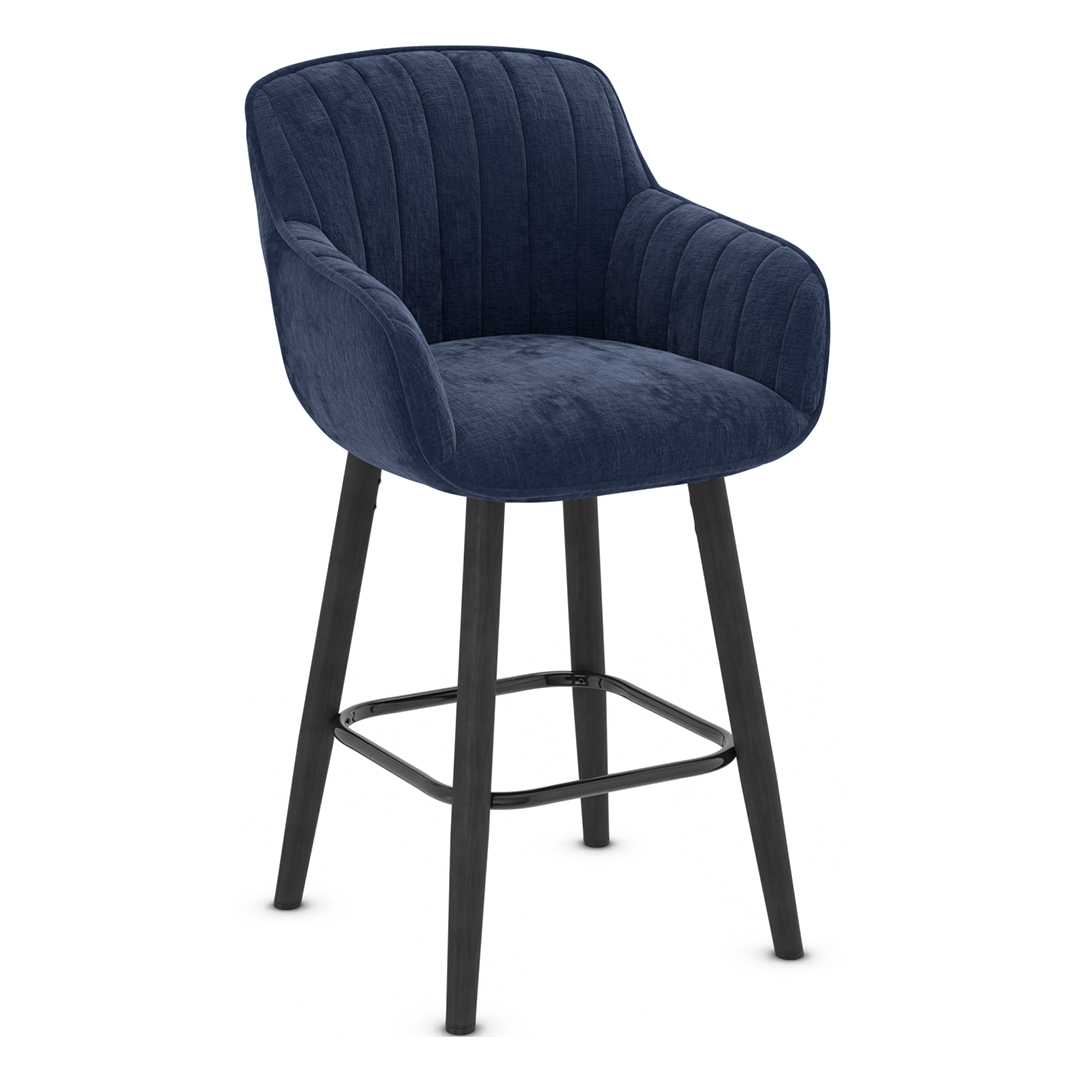 Fabric Bar Stool With Black Wooden Legs - Pinley