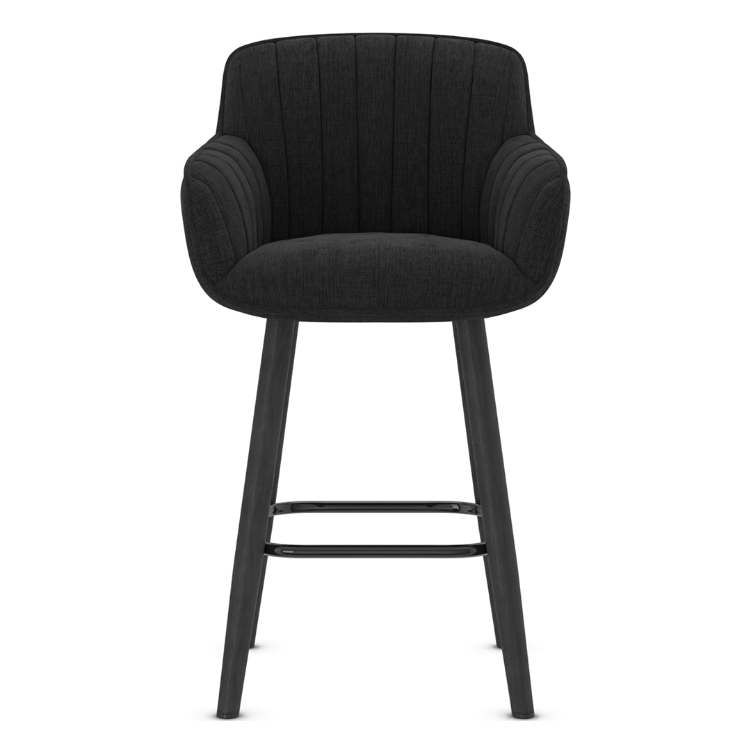 Fabric Bar Stool With Black Wooden Legs - Pinley