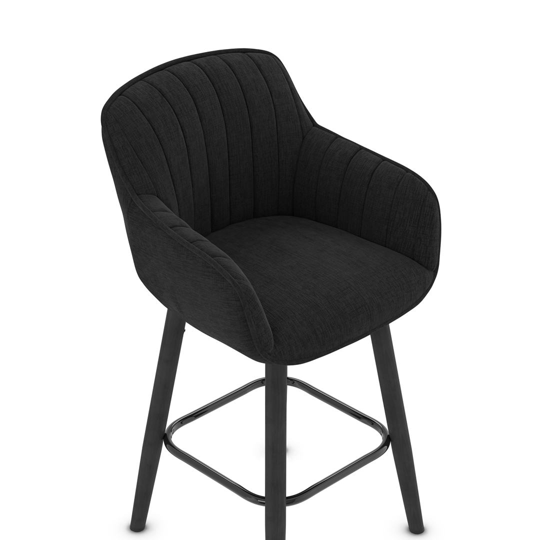 Fabric Bar Stool With Black Wooden Legs - Pinley
