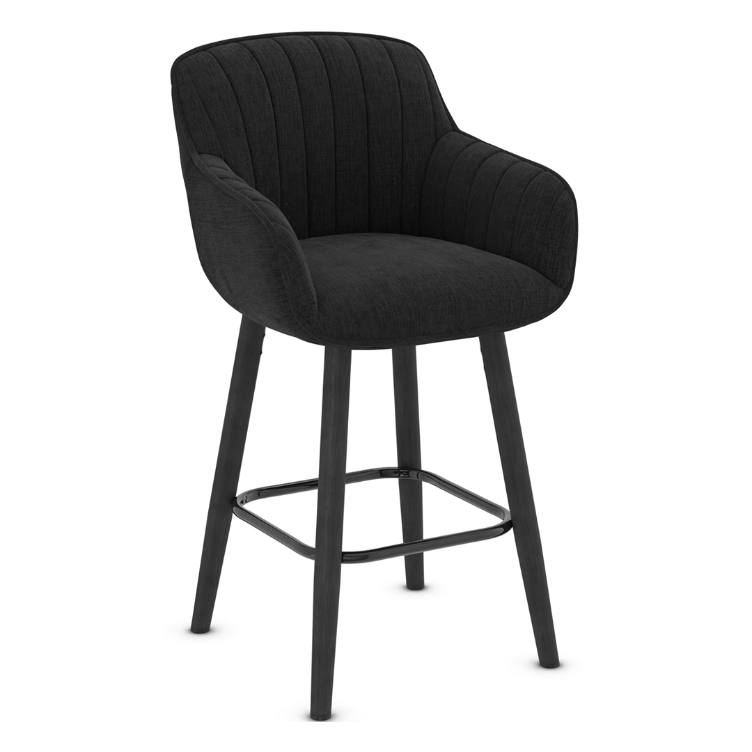 Fabric Bar Stool With Black Wooden Legs - Pinley
