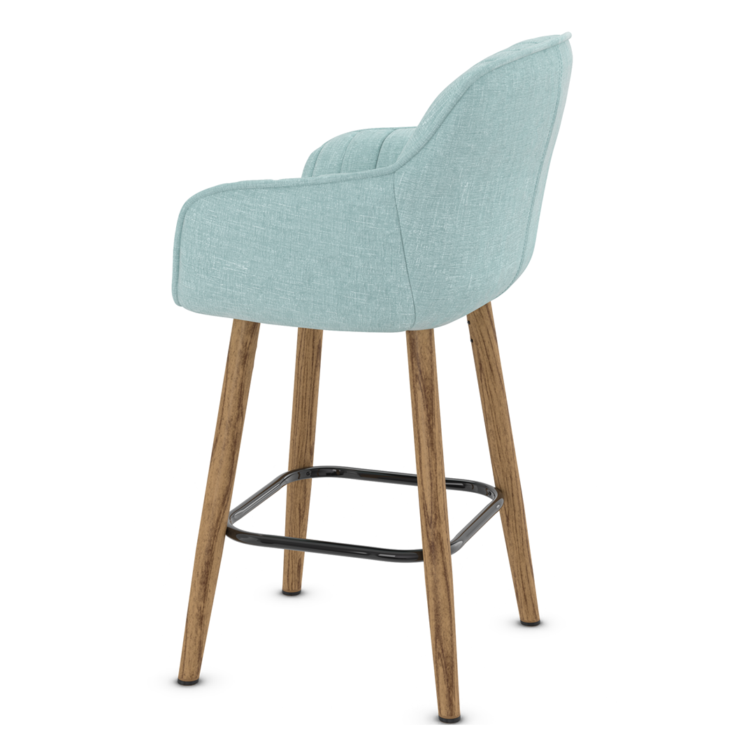 Fabric Bar Stool With Oak Wooden Legs - Pinley