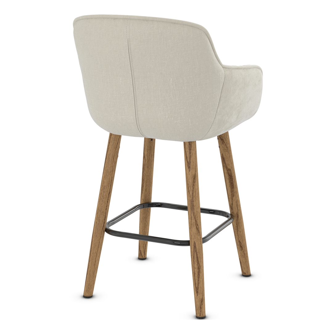 Fabric Bar Stool With Oak Wooden Legs - Pinley