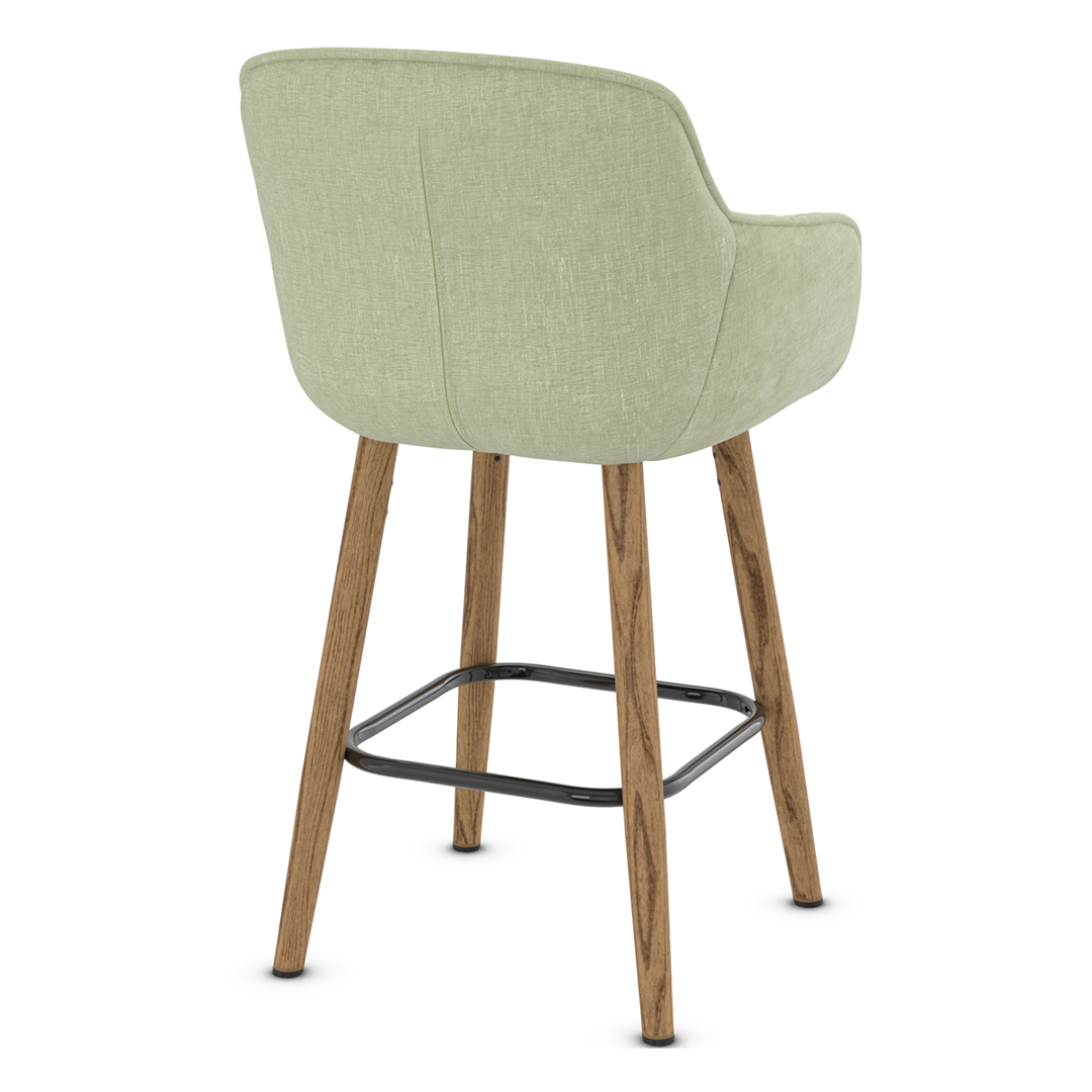 Fabric Bar Stool With Oak Wooden Legs - Pinley