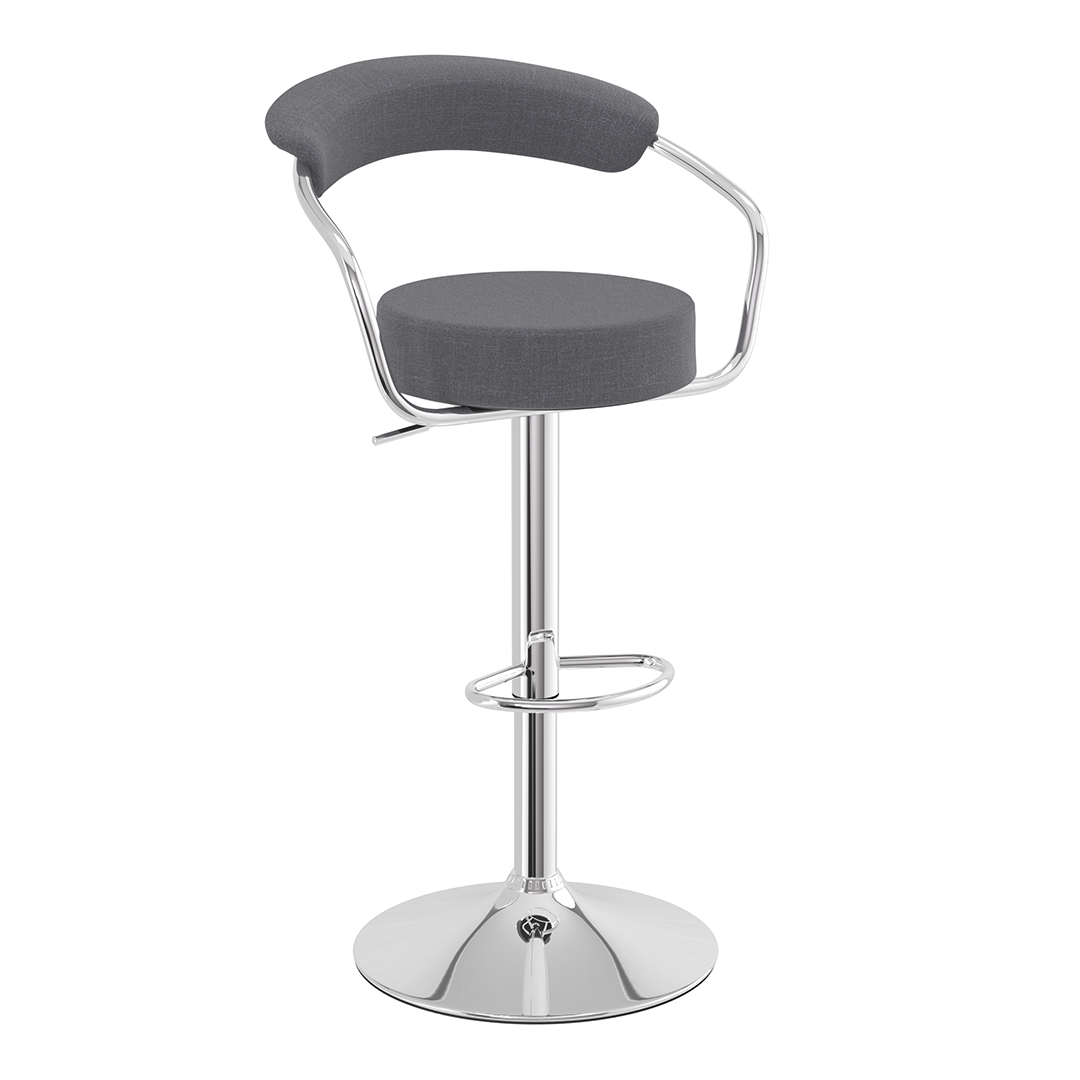 Fabric Bar Stool With Polished Chrome Base - Zivley