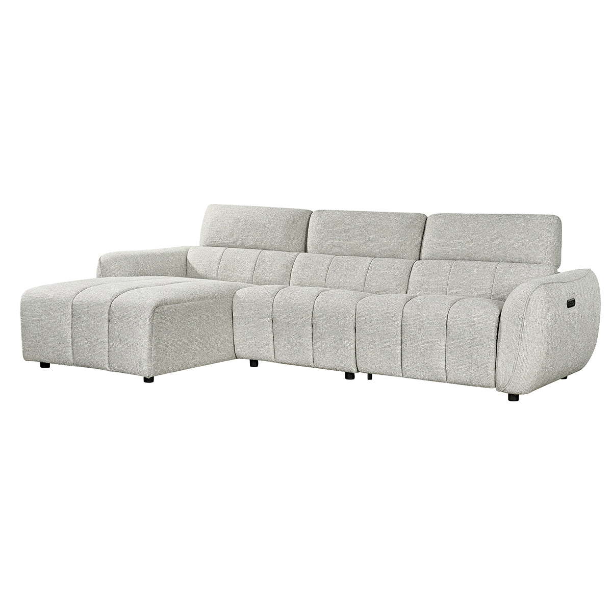 Fabric Corner Sofa Electric Recliner Left Hand Facing - Turin