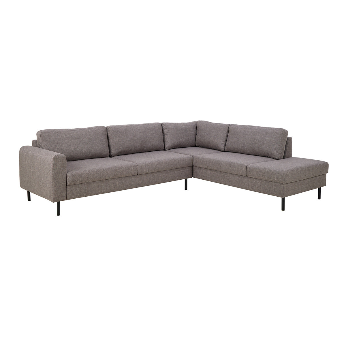 Fabric Corner Sofa With Open End Facing Right Handed With Matt Black Steel Legs - Omaha