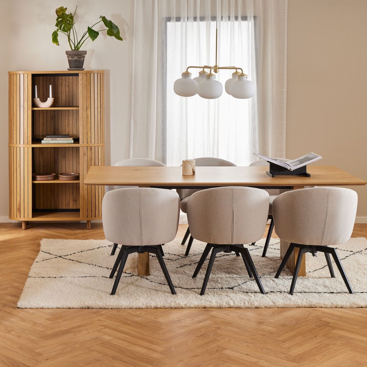 Fabric Dining Chair With Armrest And Swivel Function - Darlene