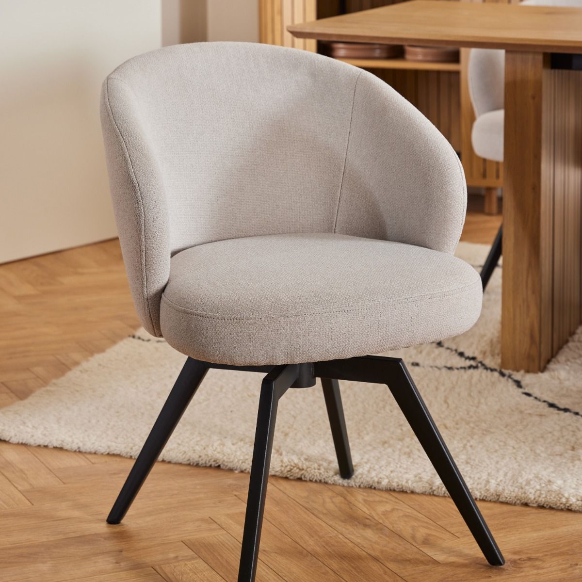 Fabric Dining Chair With Armrest And Swivel Function - Darlene