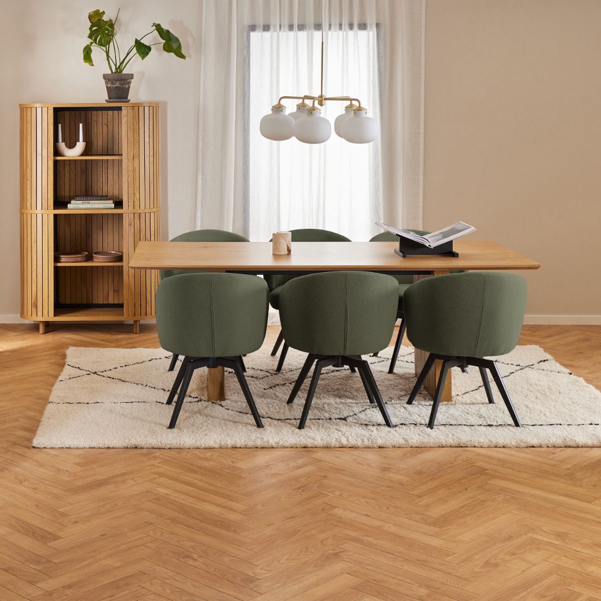 Fabric Dining Chair With Armrest And Swivel Function - Darlene