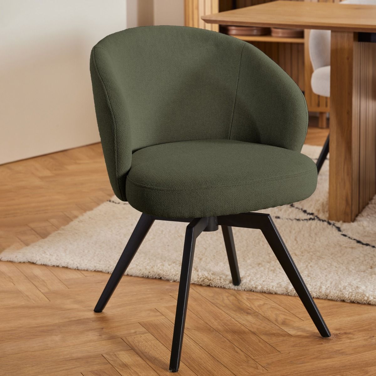 Fabric Dining Chair With Armrest And Swivel Function - Darlene