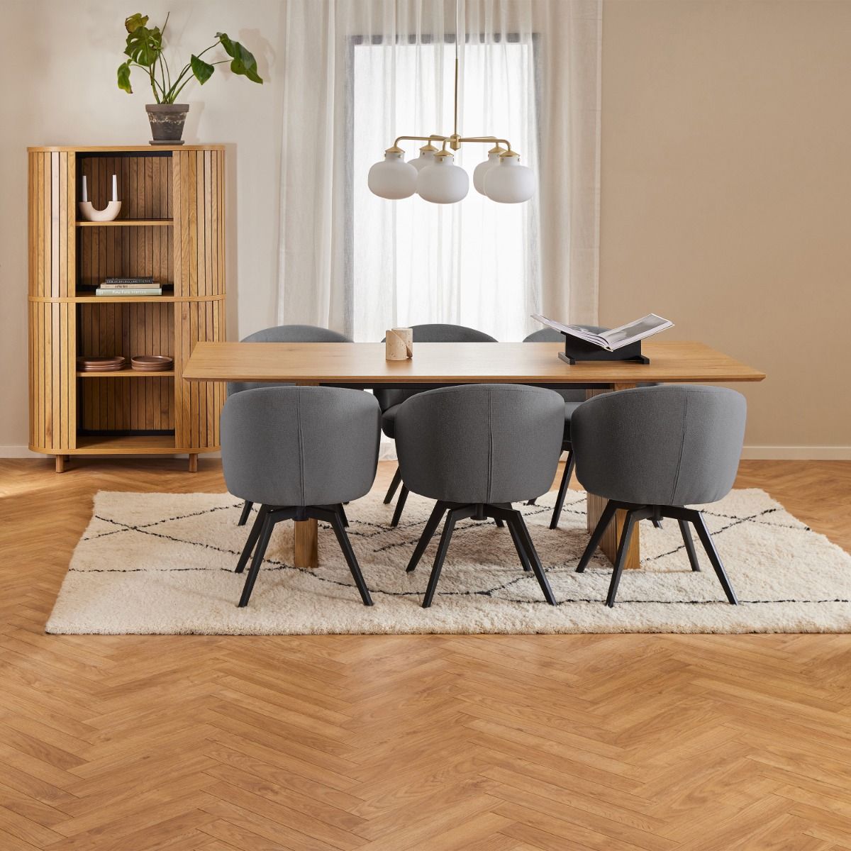 Fabric Dining Chair With Armrest And Swivel Function - Darlene