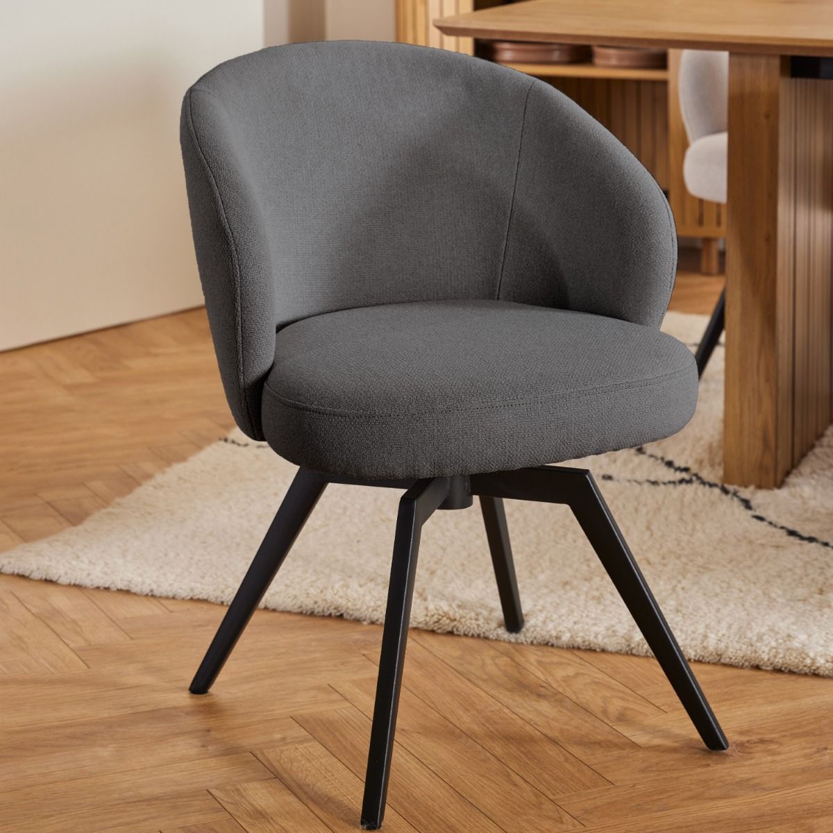 Fabric Dining Chair With Armrest And Swivel Function - Darlene