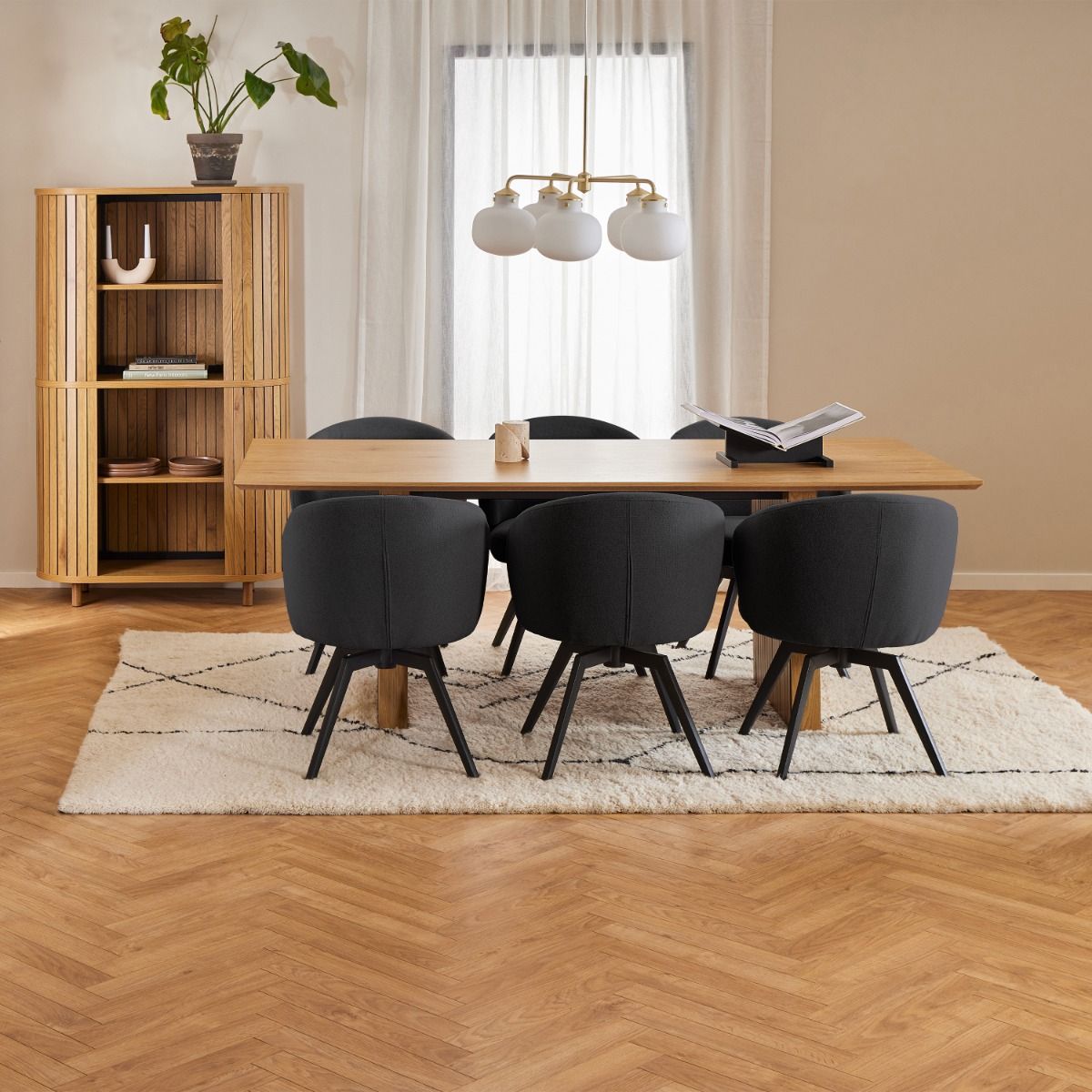 Fabric Dining Chair With Armrest And Swivel Function - Darlene