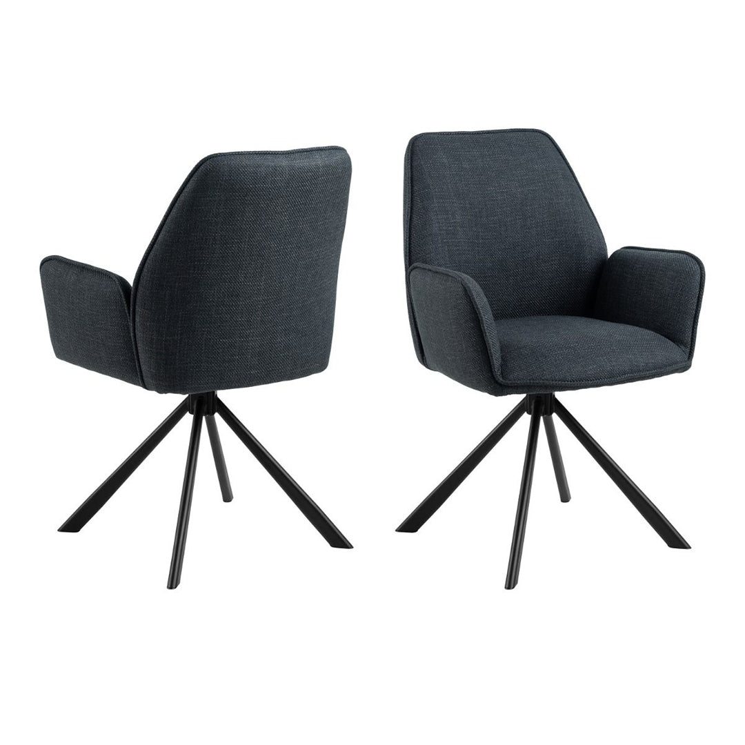 Fabric Dining Chair With Armrest And Swivel Function - Glenda