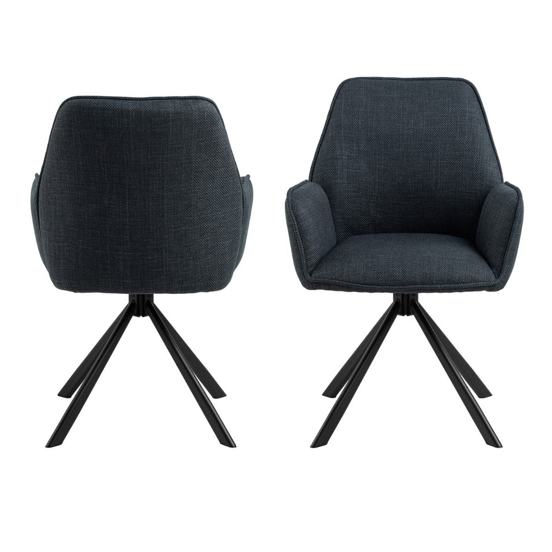 Fabric Dining Chair With Armrest And Swivel Function - Glenda