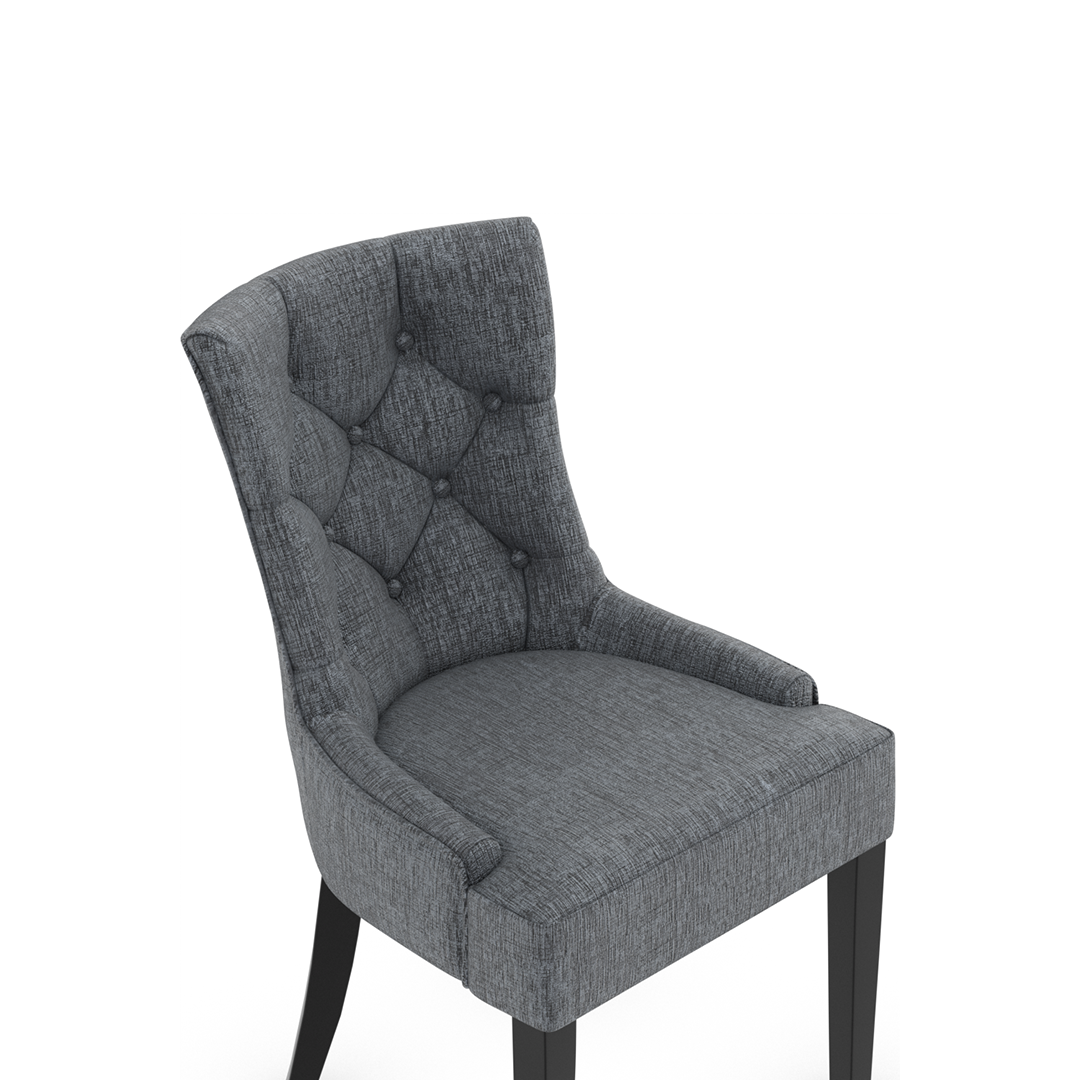 Fabric Dining Chair With Black Wooden Legs - Ruxley