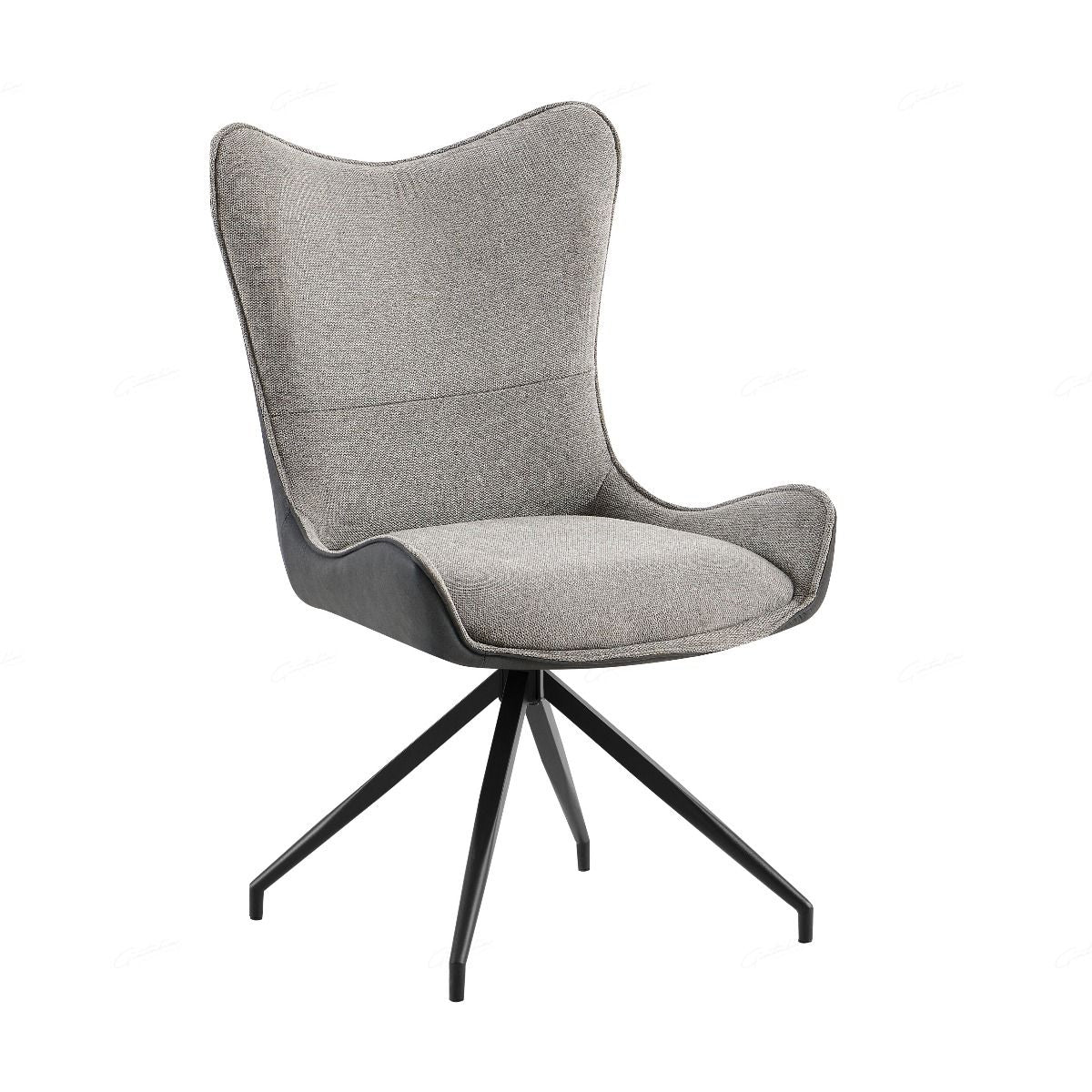 Fabric Dining Chair With Curved Armrests - Cayman