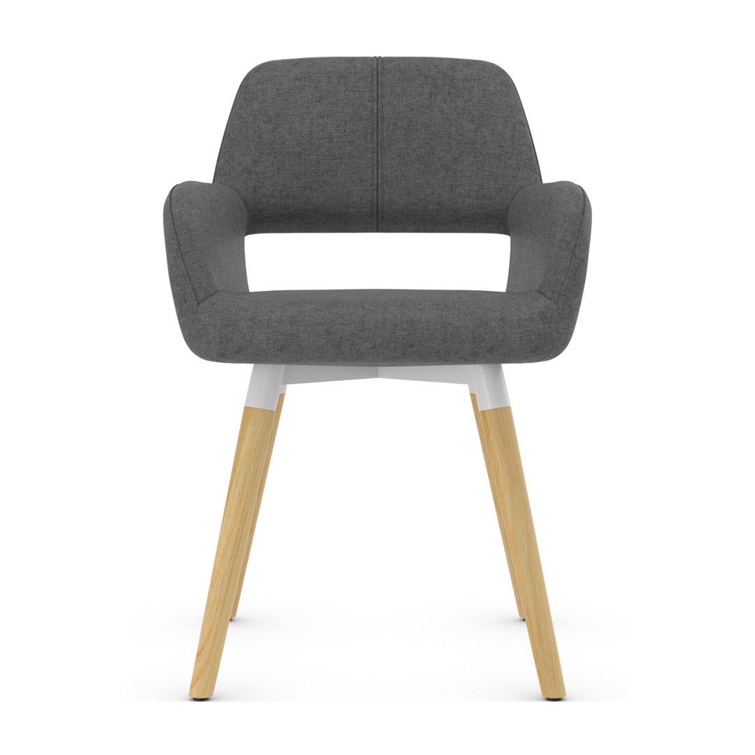 Fabric Dining Chair With Oak Wooden Legs - Oxted