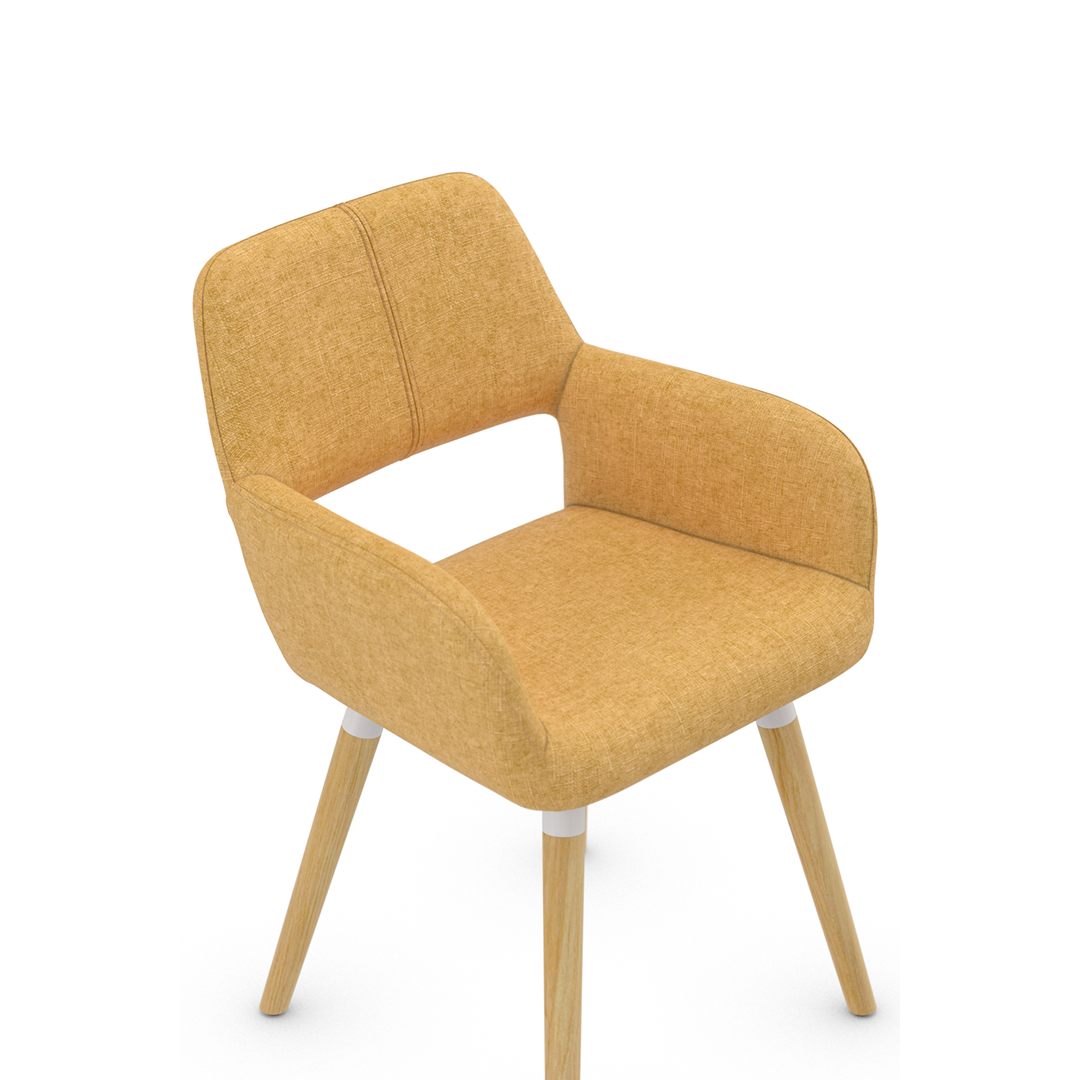 Fabric Dining Chair With Oak Wooden Legs - Oxted