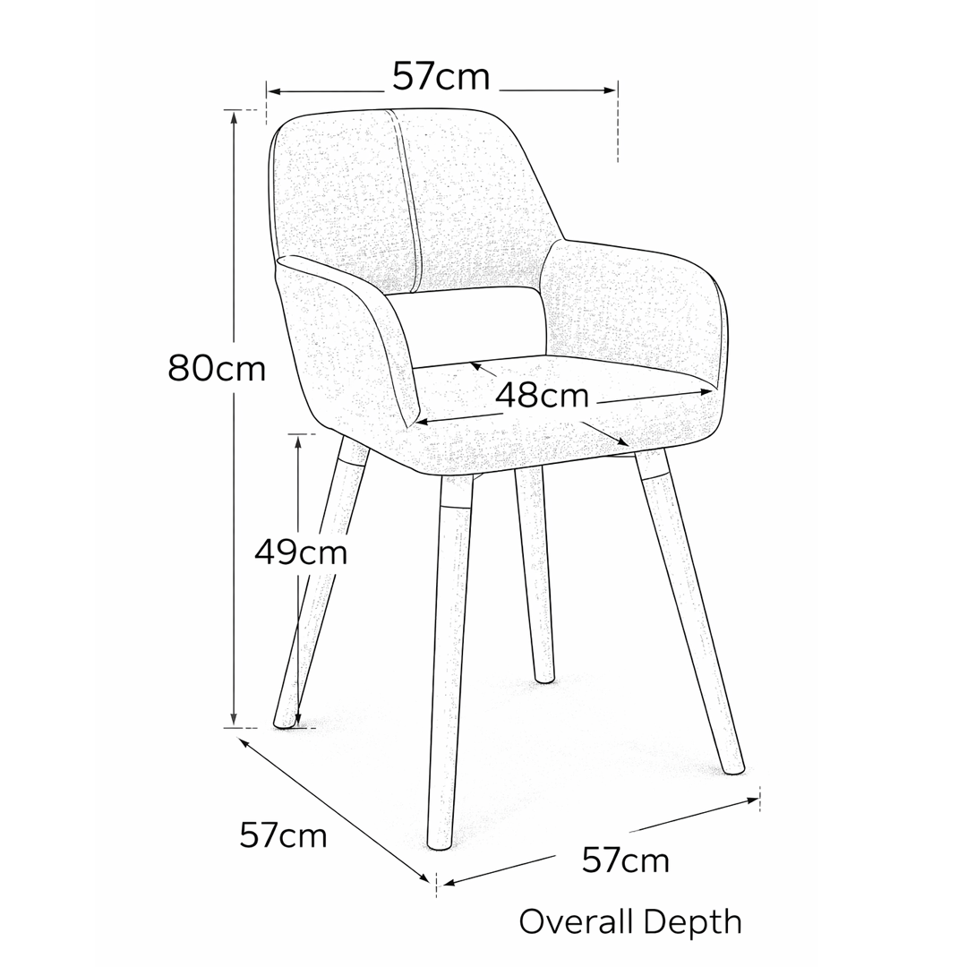 Fabric Dining Chair With Oak Wooden Legs - Oxted