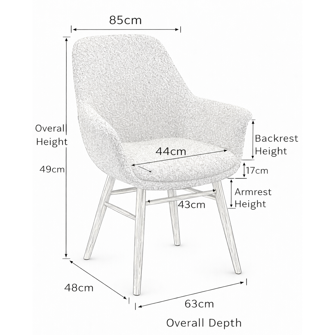 Fabric Dining Chair With Oak Wooden Legs - Radnor