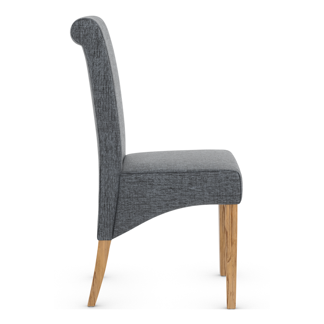Fabric Dining Chair With Oak Wooden Legs - Yorton