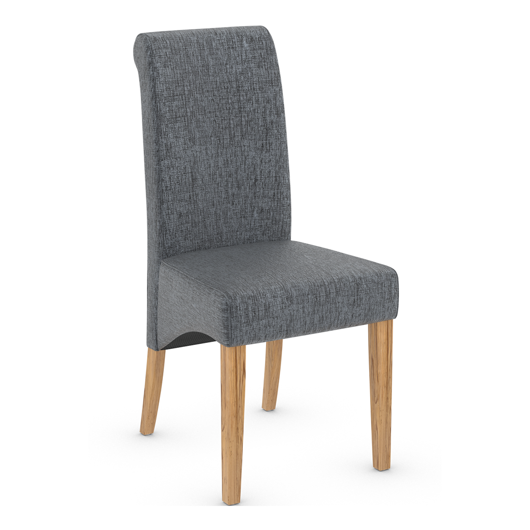 Fabric Dining Chair With Oak Wooden Legs - Yorton
