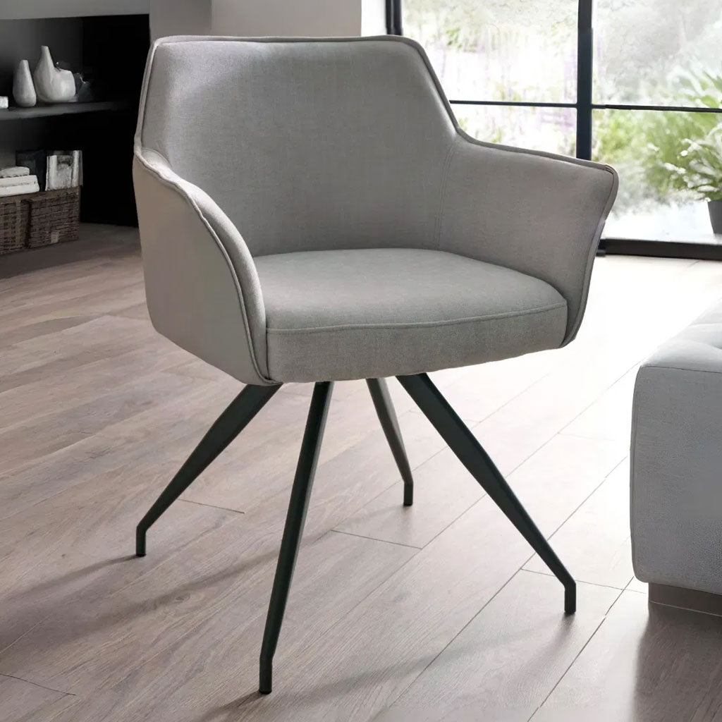Fabric Dining Chair With Faux Leather Back - Noah