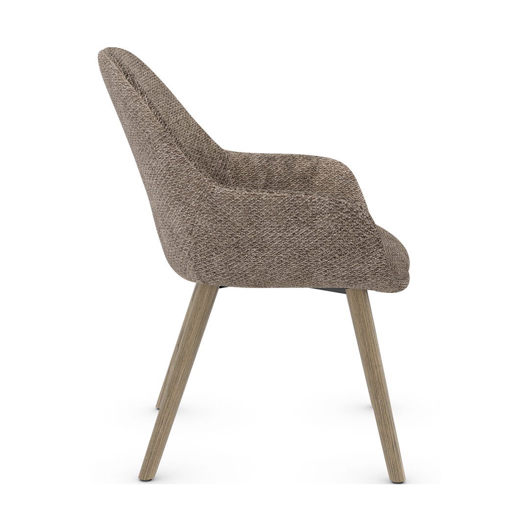 Fabric Dining Chair With Wooden Legs - Harlow