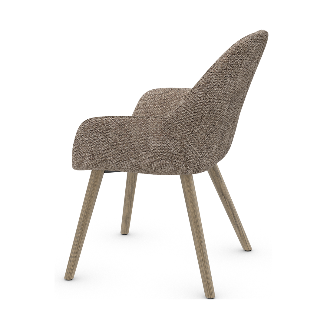 Fabric Dining Chair With Wooden Legs - Harlow