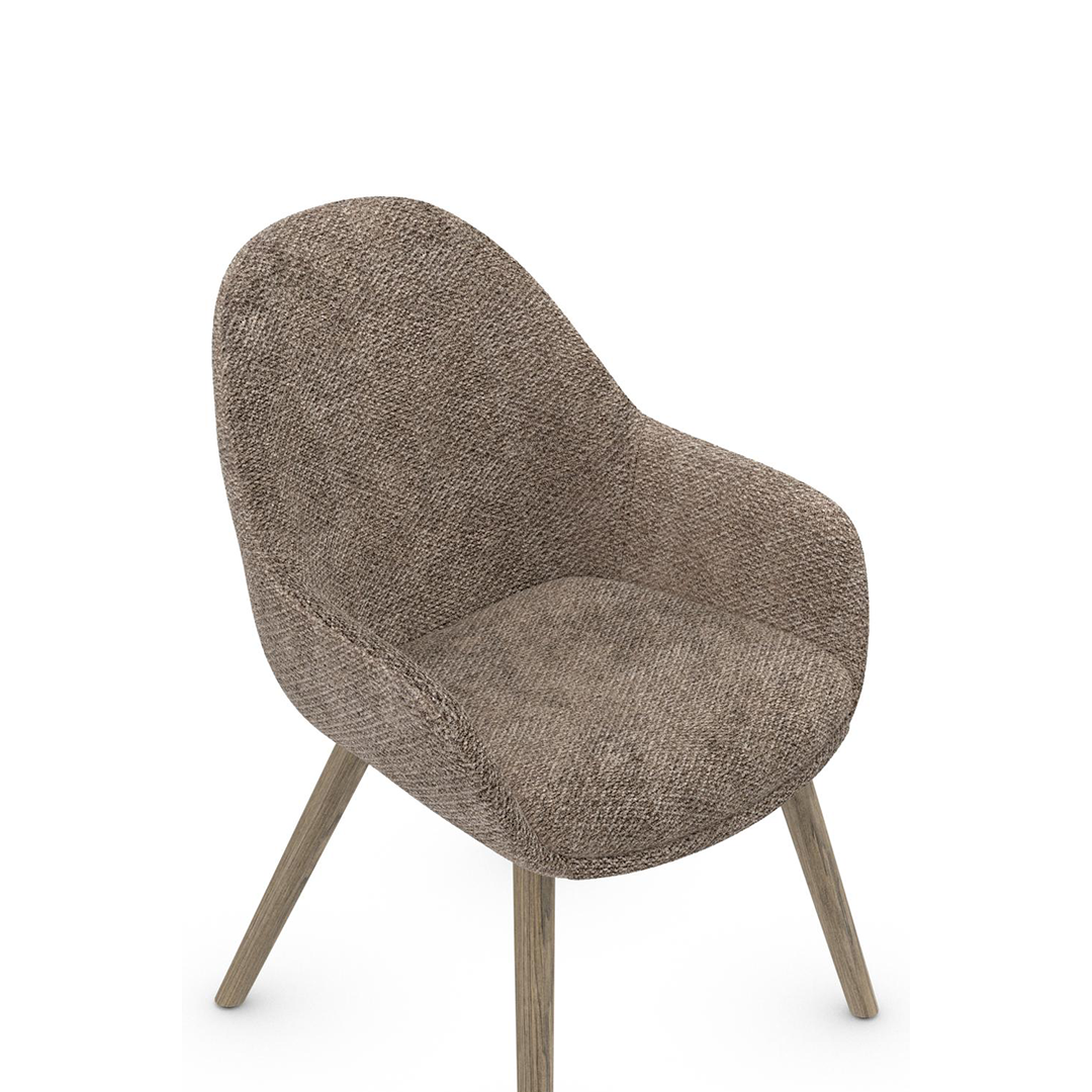 Fabric Dining Chair With Wooden Legs - Harlow