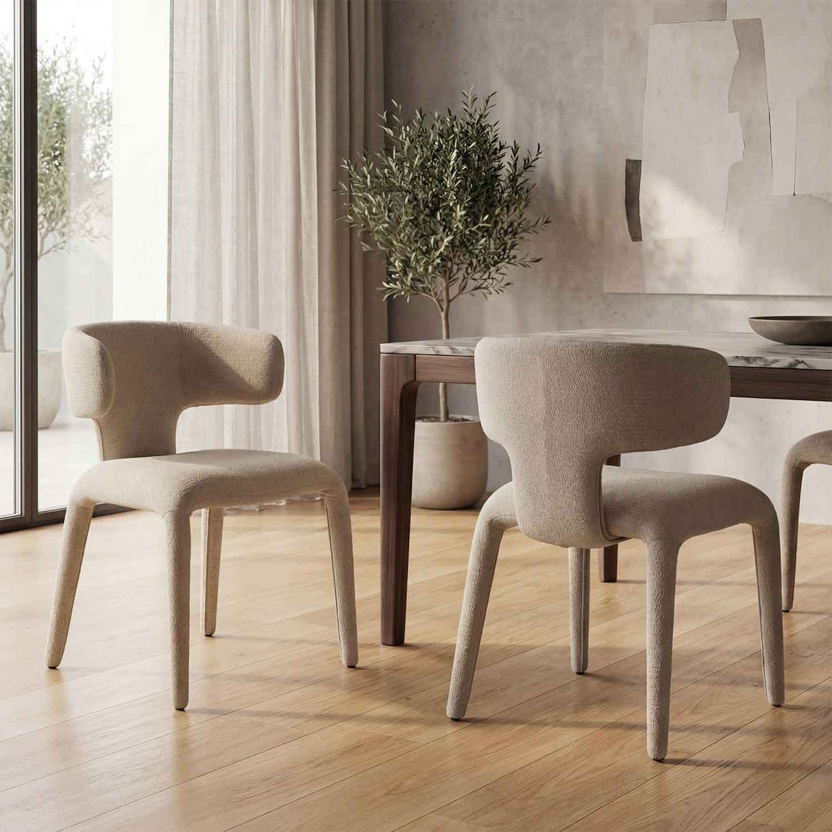 Fabric Dining Chairs 58cm Wide in Set Of 2 - Geneva