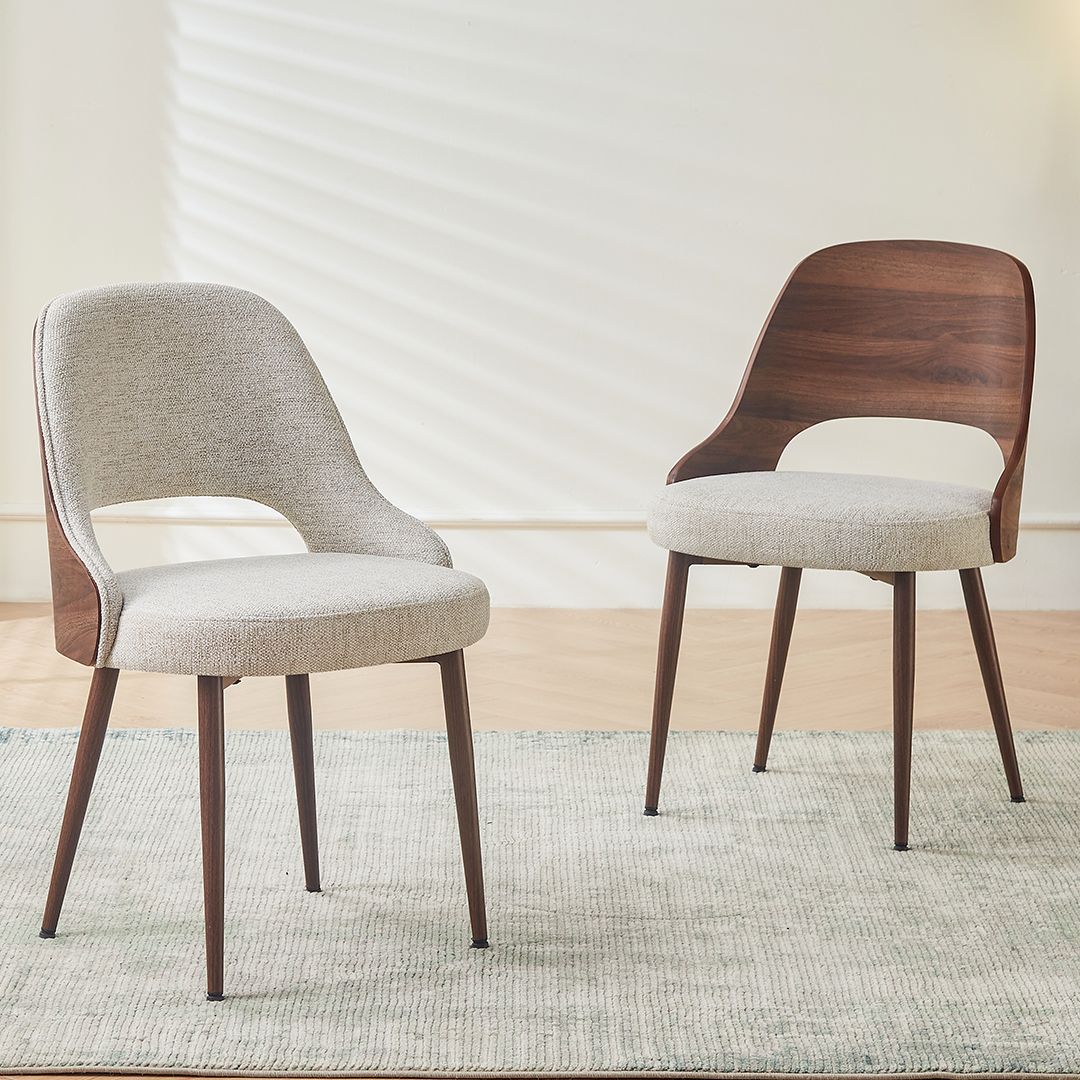Fabric Dining Chairs in Set of 2 - Milo