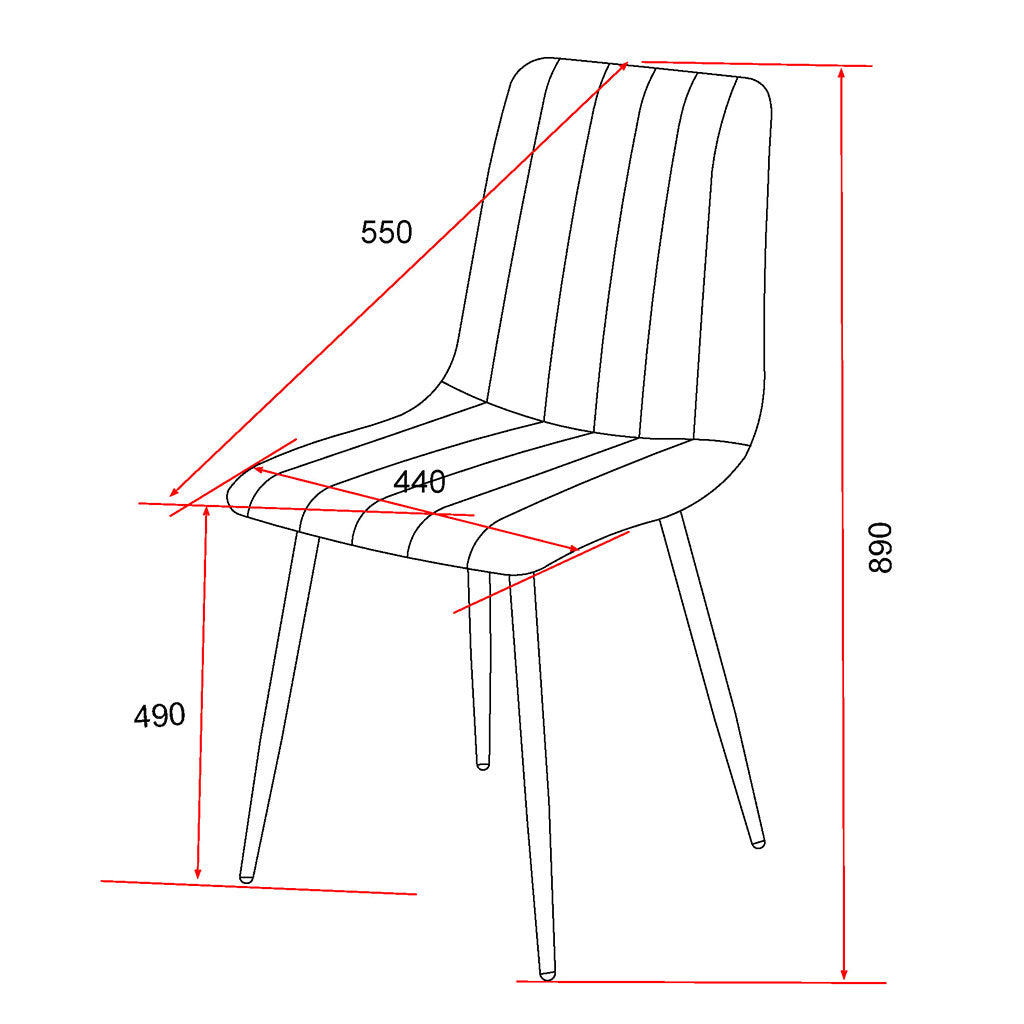 Fabric Dining Chairs in Set Of 2 Straight Stitch - Aspen