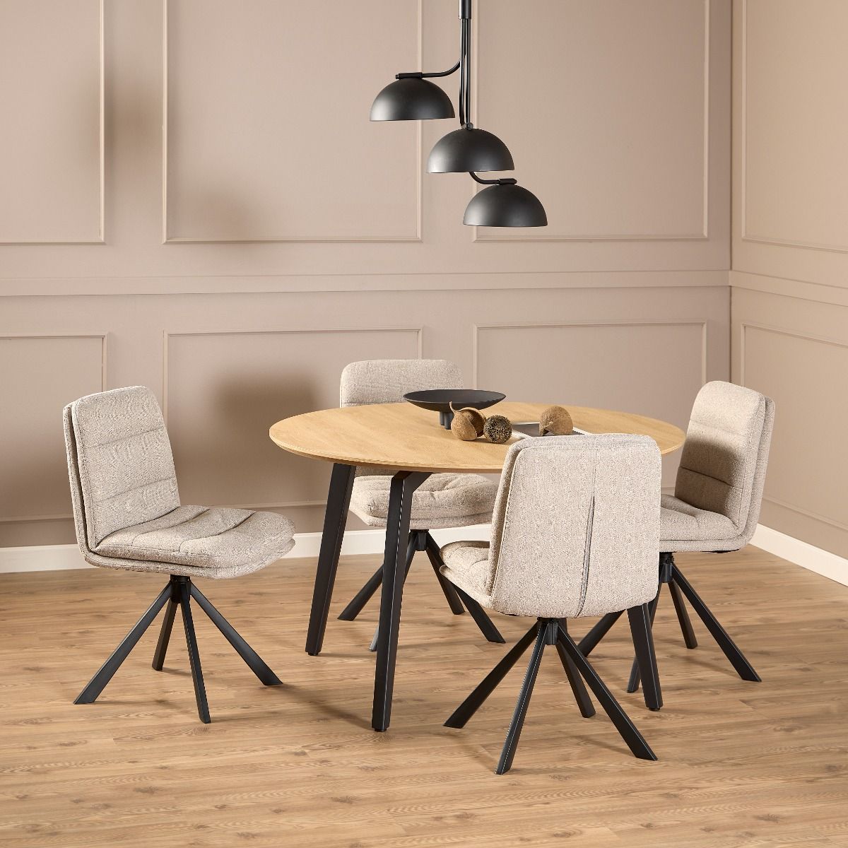 Fabric Dining Chairs in Set of 2 With Swivel Function - Dean