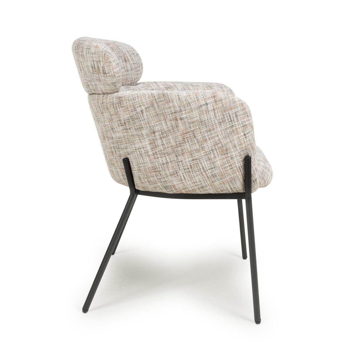 Fabric Dining Chairs in Set Of 2 With Black Metal Legs - Rome