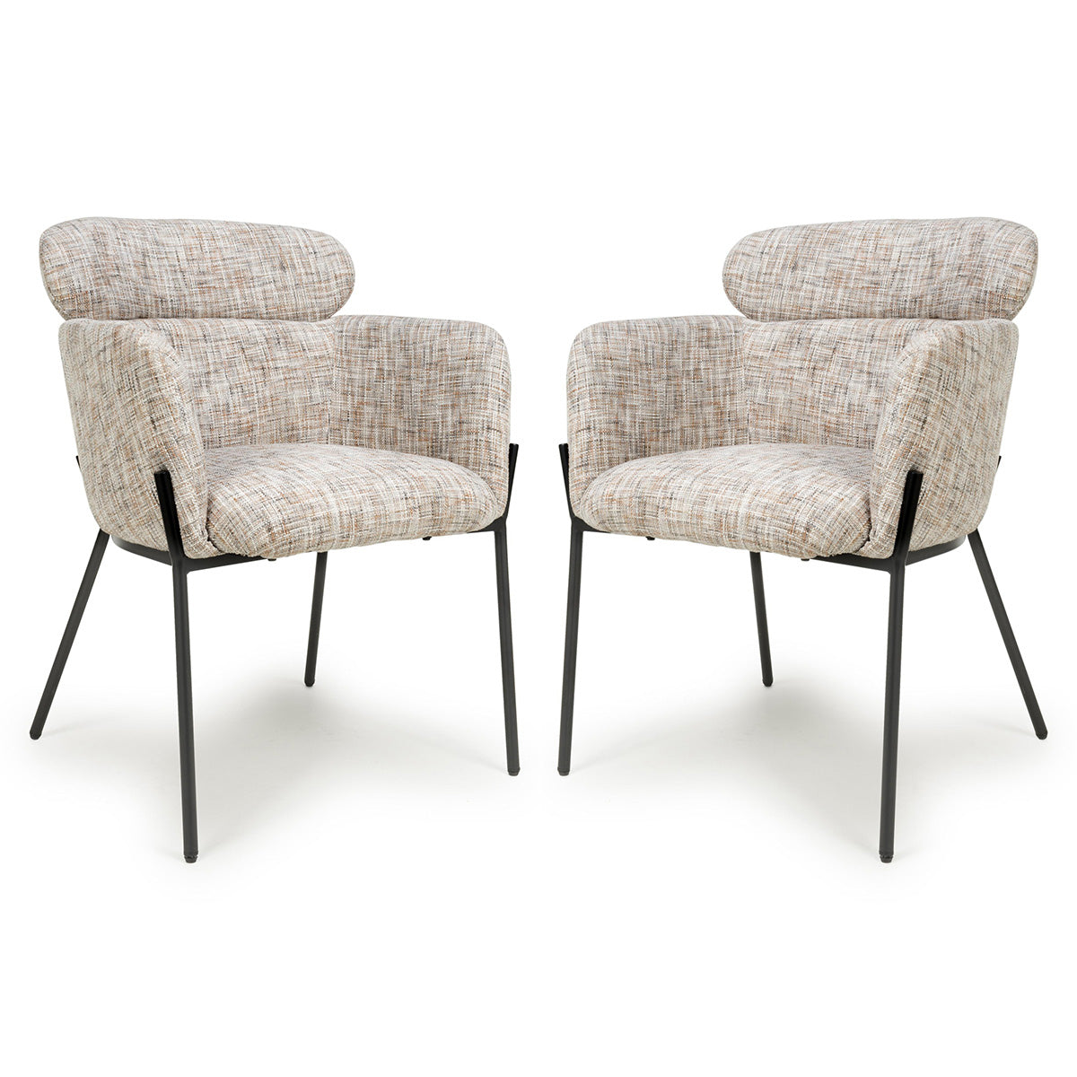Fabric Dining Chairs in Set Of 2 With Black Metal Legs - Rome