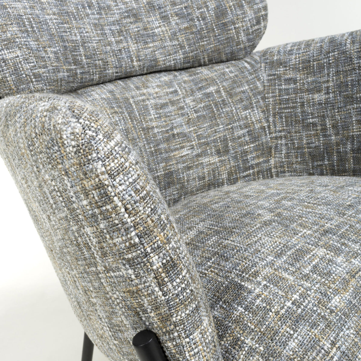 Fabric Dining Chairs in Set Of 2 With Black Metal Legs - Rome