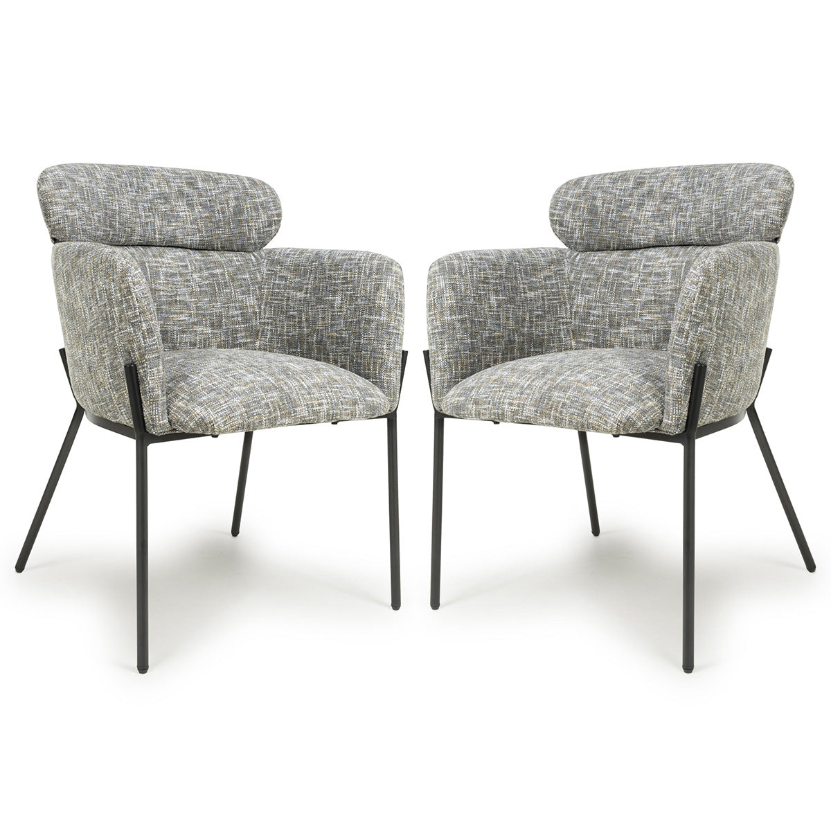 Fabric Dining Chairs in Set Of 2 With Black Metal Legs - Rome
