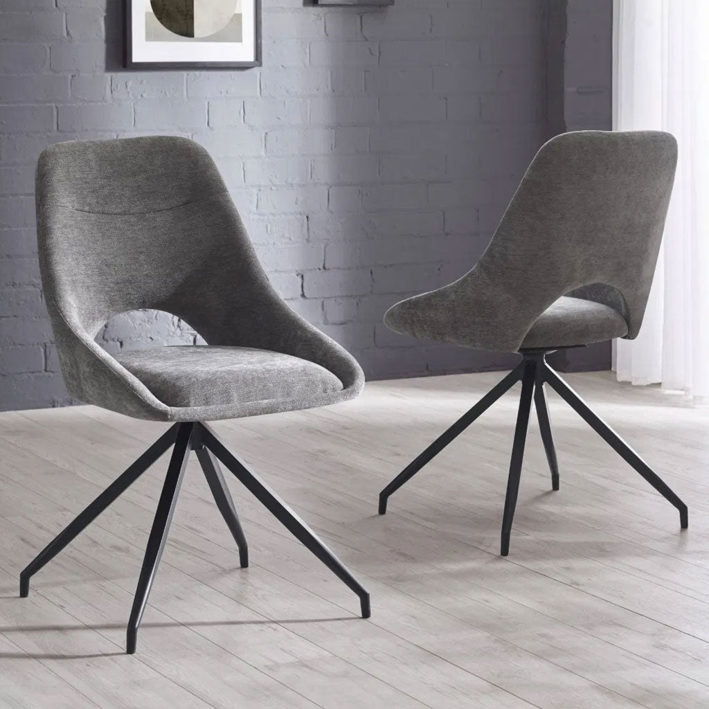 Fabric Dining Chairs With Swivel Actin in Set Of 2 - Jonah